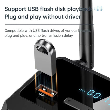 Digital Display bluetooth Audio Receiver Support USB U Disk Adapter 2 RCA 3.5MM AUX Optical Fiber Type-C Power Supply