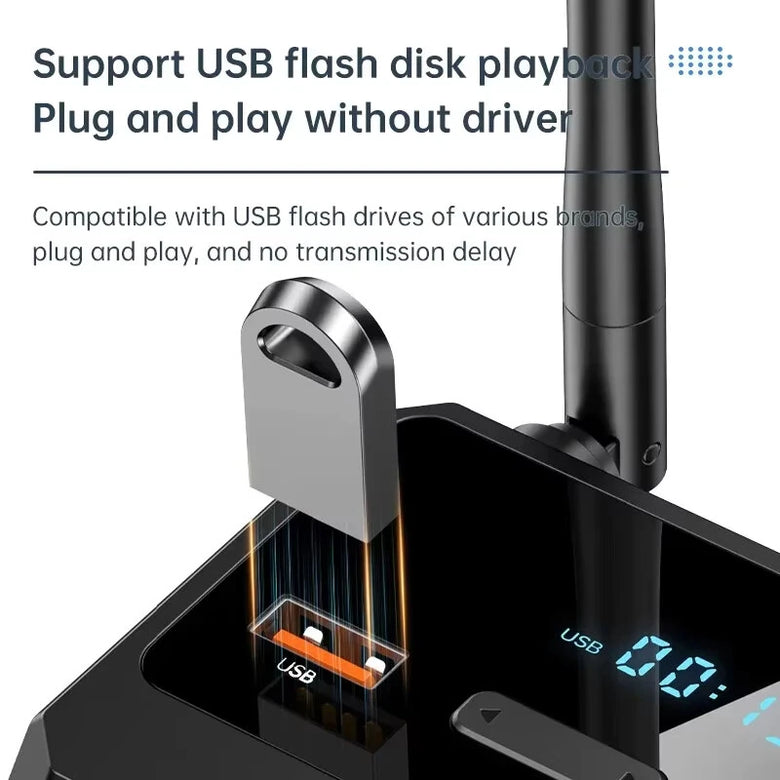 Digital Display bluetooth Audio Receiver Support USB U Disk Adapter 2 RCA 3.5MM AUX Optical Fiber Type-C Power Supply