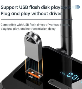Digital Display bluetooth Audio Receiver Support USB U Disk Adapter 2 RCA 3.5MM AUX Optical Fiber Type-C Power Supply