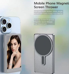 Magnetic Phone Selfie Monitor Screen for Smartphone Rear Camera Selfie with bluetooth Button Vlog Live Stream for iPhone Android Phone