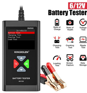 BM580 Auto Battery Tester 6V/12V Digital LCD Display CCA 100-2000 AGM GEL EFB Multi-Language Support