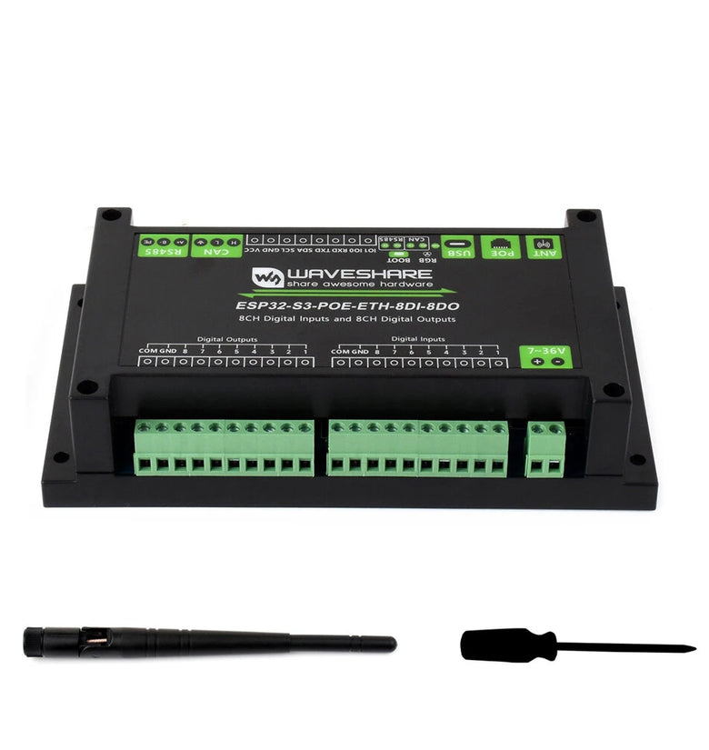 ESP32-S3 Industrial Control Board 8 Channel Input Output Controller with WiFi Bluetooth CAN Ethernet RS485 PoE IoT Function