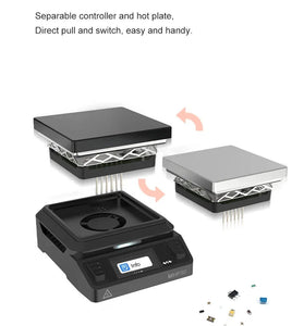 MHP50-A5/B5 for MINI WARE Mini Hot Plate Preheater 5050mm 100-350C DC 19-24V/PD 20V Up To 150W Color LCD Heating Curve Pocket Size Soldering Station