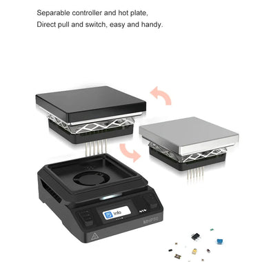 MHP50-A5/B5 for MINI WARE Mini Hot Plate Preheater 5050mm 100-350C DC 19-24V/PD 20V Up To 150W Color LCD Heating Curve Pocket Size Soldering Station