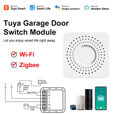 Tuya Smart WiFi/Zigbe Garage Door Switch Module Remote Control Smart Life App Works with Alexa Google Home