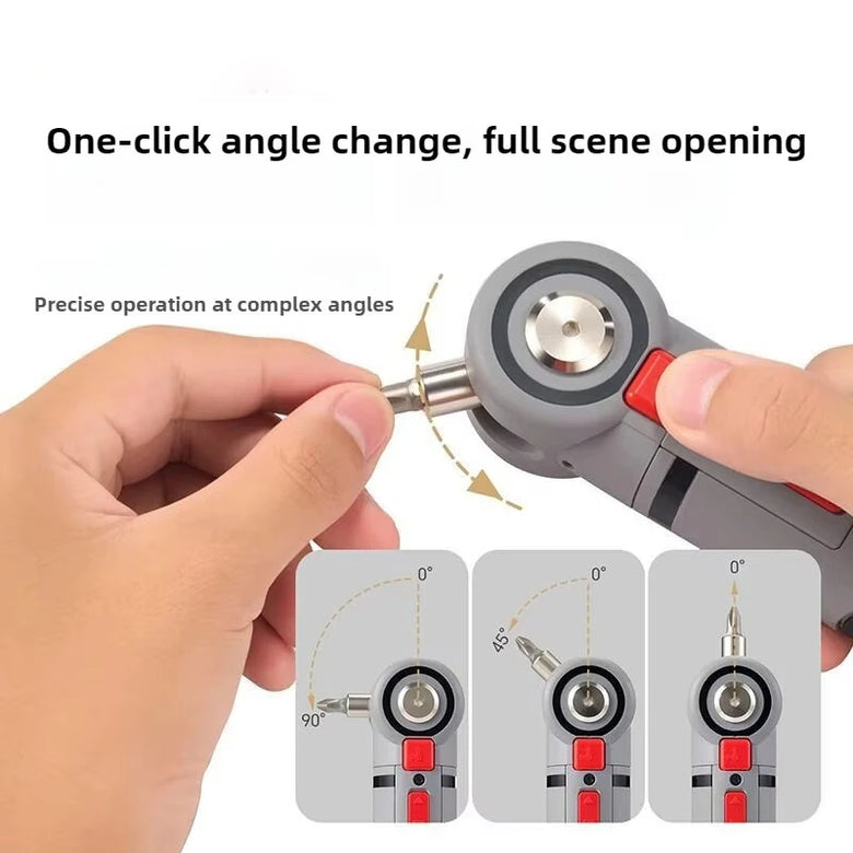 Multi Angle Electric Screwdriver 4V Lithium Battery Compact Design 3 Torque Settings LED Lights Fast Charging Rechargeable Professional Tool