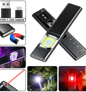 Bikight X505 EDC Rechargeable Laser Flashlight UV COB Work Light Magnetic Base Type-C 450mAh Pocket Waterproof LED Pen Light with Integrated Ruler