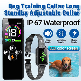 RC06 Dog Training Collar IP67 Waterproof Rechargeable Remote Pet Controller with LCD Color Screen for All Size Dog Shock/Vibration/Beep Mode