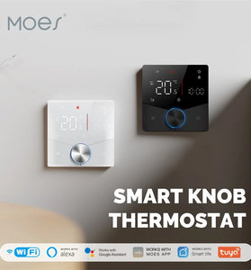 MoesHouse Tuya Smart Home WiFi Knob Thermostat for Electric Heating LCD Display Mobile Phone APP Control Touch Screen Remote Controller Via Alexa Google Assistant