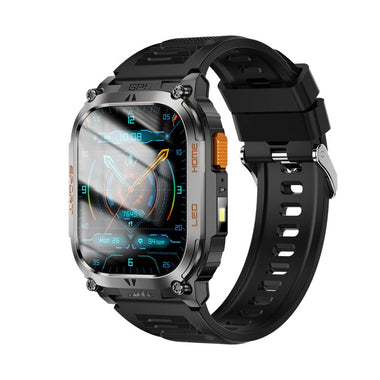 QX18 2.01-inch HD Screen GPS Compass 630mAh Battery LED Flashlight Voice Assistant bluetooth Call Heart Rate Blood Oxygen Monitor Sleep Monitoring Breathing Exercise Multi-sport Modes IP68 Waterproof Smart Watch