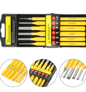 6PCS Roll Pin Punch Set Fast Pin Removal Drive Pins In or Out 1/8 3/16 1/4 5/16 5/32 1/16 Inch for Hunting Woodworking Pistol