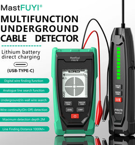 FUYI FY8178 Professional Underground Line tester Digital Analogue Wire Tracker 1000m Range Sensitivity Adjustment USB-TYPE-C Charging