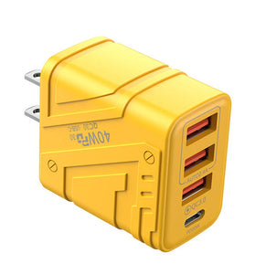 AD-67 40W 4-Port USB PD Charger 3USB-A+USB-C PD3.0 QC3.0 Fast Charging Wall Charger Adapter EU Plug US Plug for iPhone 16 15 Pro 14 13 12 Pro Max for Huawei Mate XT for Xiaomi 15pro for Samsung Galaxy Z Flip6