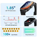 Weofly Active 1.85inch HD Screen bluetooth Call Heart Rate Blood Pressure Blood Oxygen Monitor Sleep Monitoring Body Temperature Detection Breath Training Multi-sport Modes Music Playback IP67 Waterproof Smart Watch