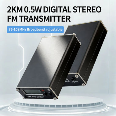 0.5W Digital Stereo FM Transmitter 76-108MHz LCD Display Type-C 3.5mm Audio Broadband Adjustable Long Distance Transmission