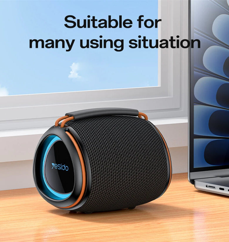 Yesido YSW40 Wireless Bluetooth Speaker 55MM Speaker RGB Lights 1200mAh Large Battery Support TF Card USB Port Portable High Volume Outdoor Bluetooth Speaker
