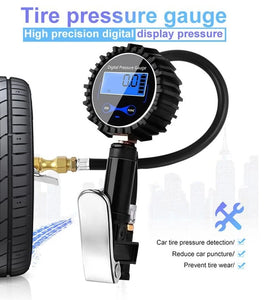 250PSI Digital Tire Pressure Gauge with LCD for Cars Trucks Motorcycles Bicycles Portable Inflator Meter