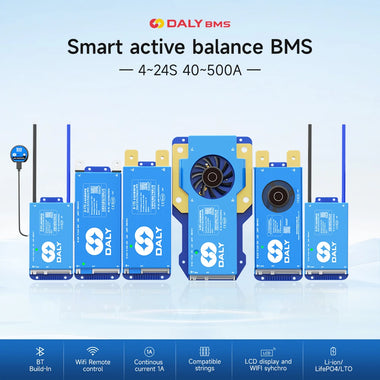 DALY Smart BMS Active Balance WiFi BMS Built-in bluetooth+RS485+CAN 4S-24S 40A/60A/80A/100A Lifepo4 Li-ion CANBUS BMS for Lithium Battery