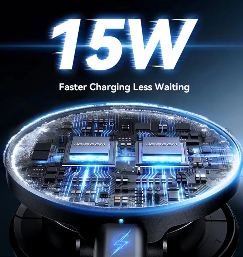 Joyroom Magnetic Car Mount N55 Strong Magnet 15W Wireless Charging 360 Rotation Foldable Phone Holder Fast Car Charger JR-ZS408