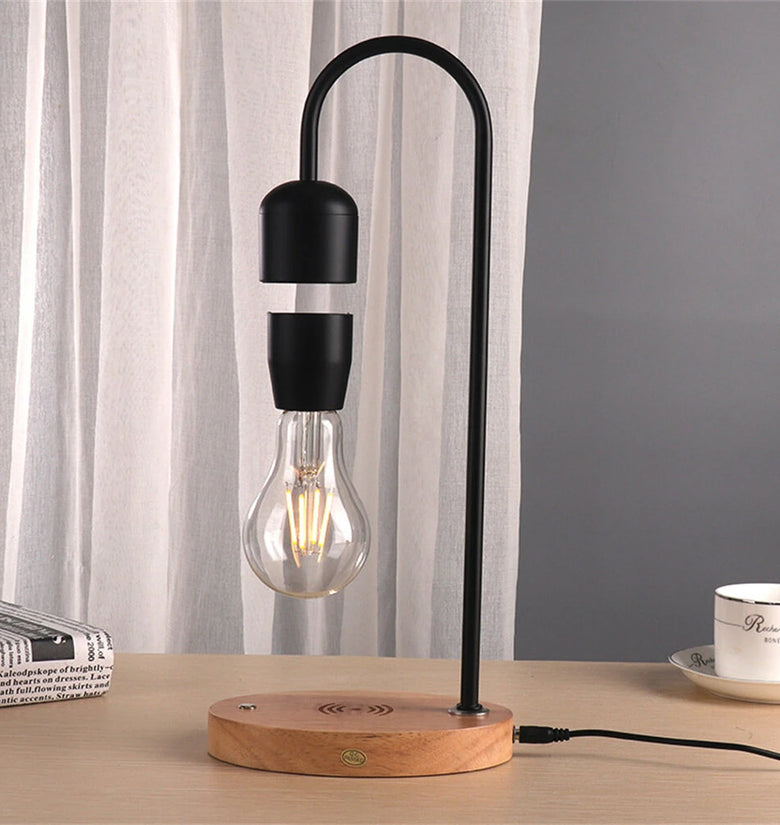 Levitating LED Light Art Piece Wireless Charging 6 Inch 2-5W Energy Efficient Black/Silver Night Light for Bedside & Study