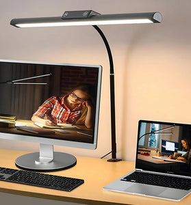 Elfeland USB Plug-in LED Desk Lamp Adjustable Brightnss & Color Temperature Clip-On Flexible Gooseneck Eye-Caring Design for Indoor Study Read