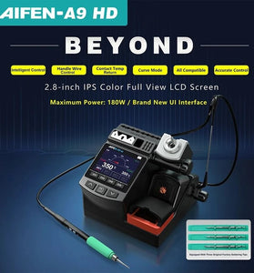 AIFEN A9HD Soldering Iron Station 180W Intelligent Control 2.8 Inch LCD Screen Adjustable Temperature 200C to 450C Compatible with C245 Soldering Tips Professional Welding Equipment