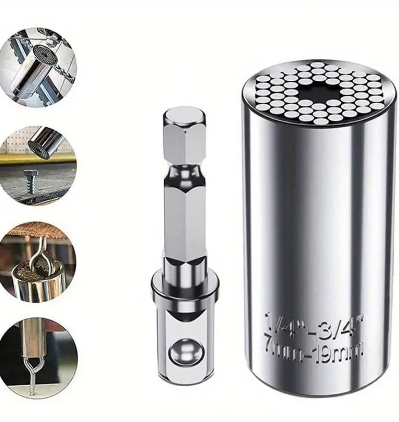 Universal 7-19mm Socket Torque Wrench Head Drill Ratchet Sleeve Wrench Magic Grip Multifunctional Hand Tools