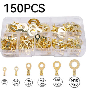 150-540pcs Round Terminal Block Set O-type Lugs Terminals Wire Crimp Connector Cable Terminals Tools Kit M3 M4 M5 M6 M8 M10