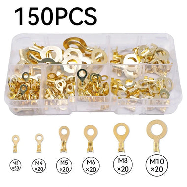150-540pcs Round Terminal Block Set O-type Lugs Terminals Wire Crimp Connector Cable Terminals Tools Kit M3 M4 M5 M6 M8 M10