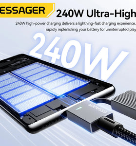 ESSAGER ES-X80 5A 240W USB-A/Type-C to Type-C/iP Cable PD3.0 QC3.0 PPS DCP SCP FCP AFC VOOC Fast Charging Data Transmission Tinned Copper Core Line 0.25M/1M/2M Long for iPhone 17 17Pro 16 Pro Max 15 14 for Xiaomi 17pro for SAMSUNG for OPPO for VIVO