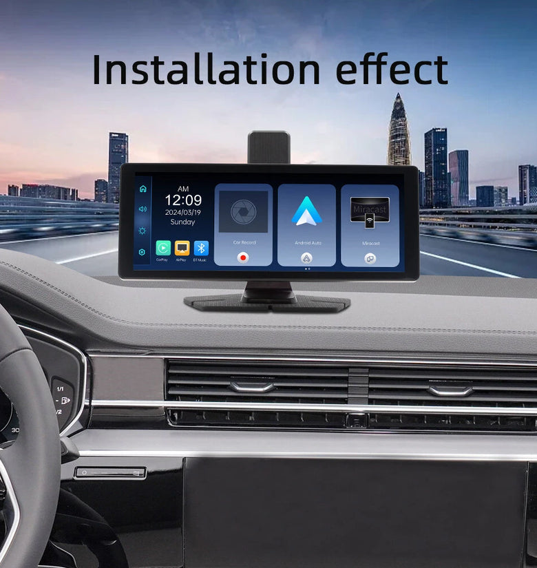 10.26 Inch Touch Wireless CarPlay 1080P Android Auto DVR Display Driving Recorder AHD Backup Camera Bluetooth 5G WiFi MirrorLink GPS Navigation FM Transmission 1600x600 Resolution