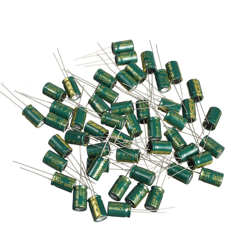 Geekcreit 50PCS 400V 4.7uf High Frequency Low Resistance Power Charger Aluminum Electrolytic Capacitor 8x12mm with Box 400V 4.7F