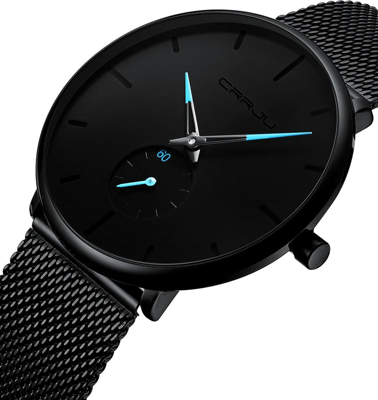 CRRJU Watches Men Simple Dial Bright Needle Wristwatch Waterproof Male Round Fashion Quartz Watch with a Box, Ideal Choice for Gifts