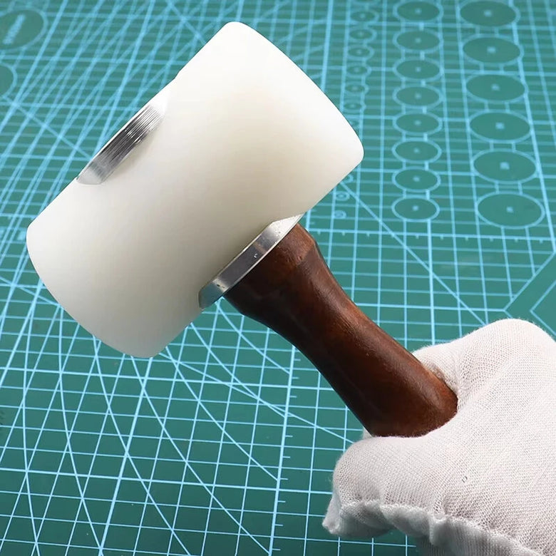 Nylon Leathercraft Carving Hammer with Wooden Handle Leather Craft Carving Hammer Cowhide Sew Harmer Stamping Tool