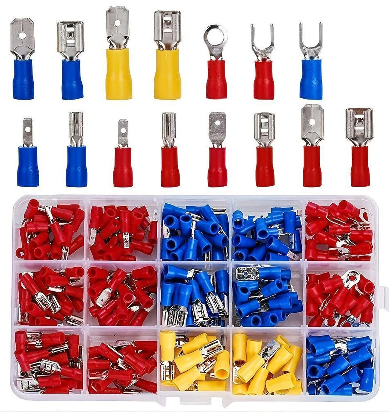 280Pcs Spade Terminals Insulated Cable Connector Electrical Wire Crimp Butt Ring Fork Set Lugs Rolled Kit