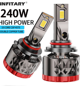 Infitary Q7A 2pcs 9V-32V LED Car Headlight 42,000LM 240W LED Head Lamp 6500K Bright White CANBUS Headlamps