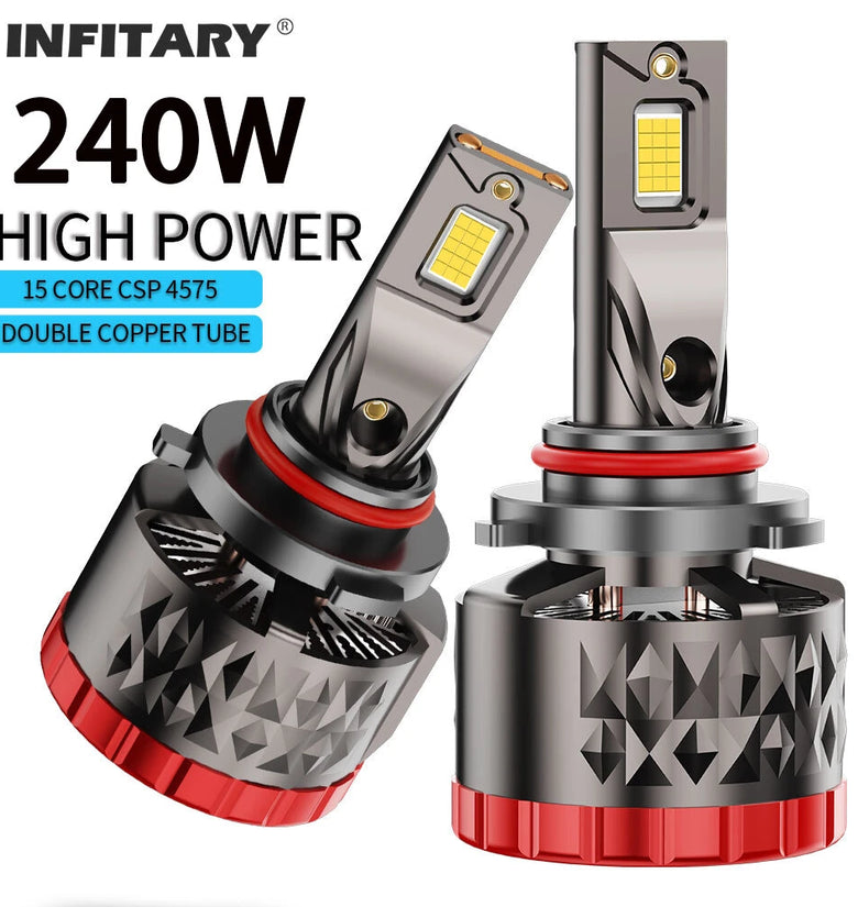 Infitary Q7A 2pcs 9V-32V LED Car Headlight 42,000LM 240W LED Head Lamp 6500K Bright White CANBUS Headlamps