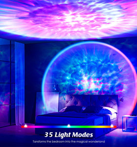 Elfeland Galaxy Projector Night Light with Sunset Effect 35 Lighting Modes Remote Control Timer Star Nebula Ceiling Projector for Bedroom Living Room Party
