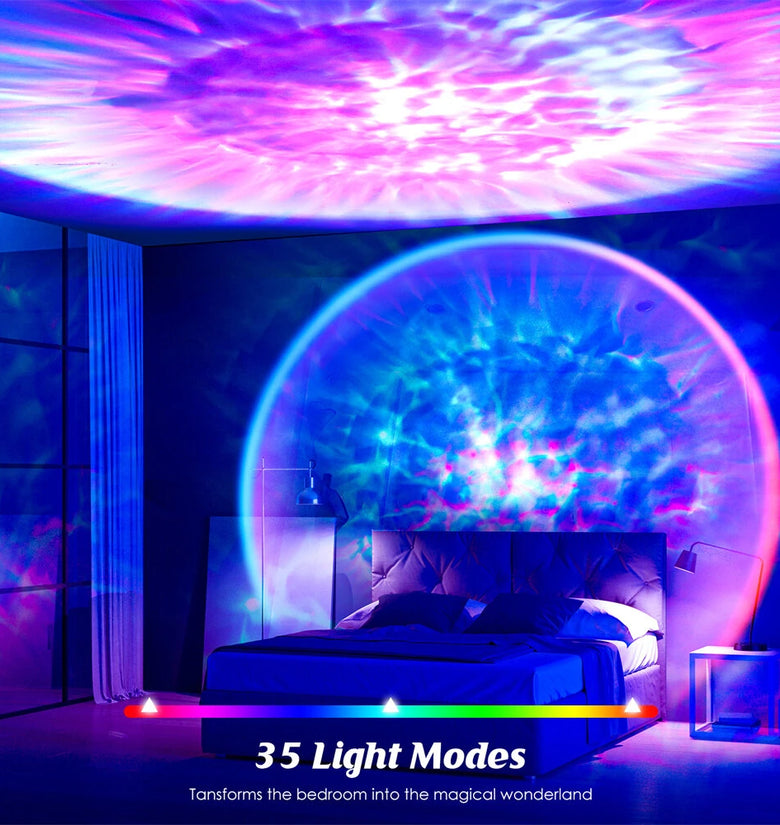 Elfeland Galaxy Projector Night Light with Sunset Effect 35 Lighting Modes Remote Control Timer Star Nebula Ceiling Projector for Bedroom Living Room Party