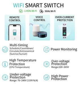 Tongou TUYA WiFi Smart MCB Circuit Breaker with Power Metering and Wireless Control 1-63A for Overcurrent and Undervoltage Protection