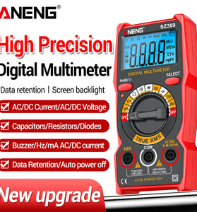 ANENG SZ309 SZ309pro Digital Multimeter AC DC Voltage Current Tester 600V 10A Resistance Capacitance Frequency Measurement Backlit Display Portable