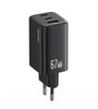 [GaN Tech] USAMS CC265 67W 3-Port USB Charger 2USB-C+USB-A Fast Charging Wall Charger Adapter EU Plug for iPhone 16 16 Pro 15 14 13 Pro Max for Xiaomi 15pro for Samsung Galaxy S25 Ultra