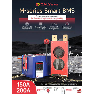 Daly BMS LiFePO4 with Fan Smart Board Iron Lithium Battery Protection Board with Balance+bluetooth+RS485+CAN M-type 4~24 Series with Parallel Module 3.65V