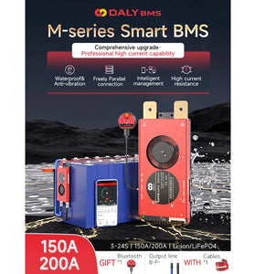 Daly BMS LiFePO4 with Fan Smart Board Iron Lithium Battery Protection Board with Balance+bluetooth+RS485+CAN M-type 4~24 Series with Parallel Module 3.65V