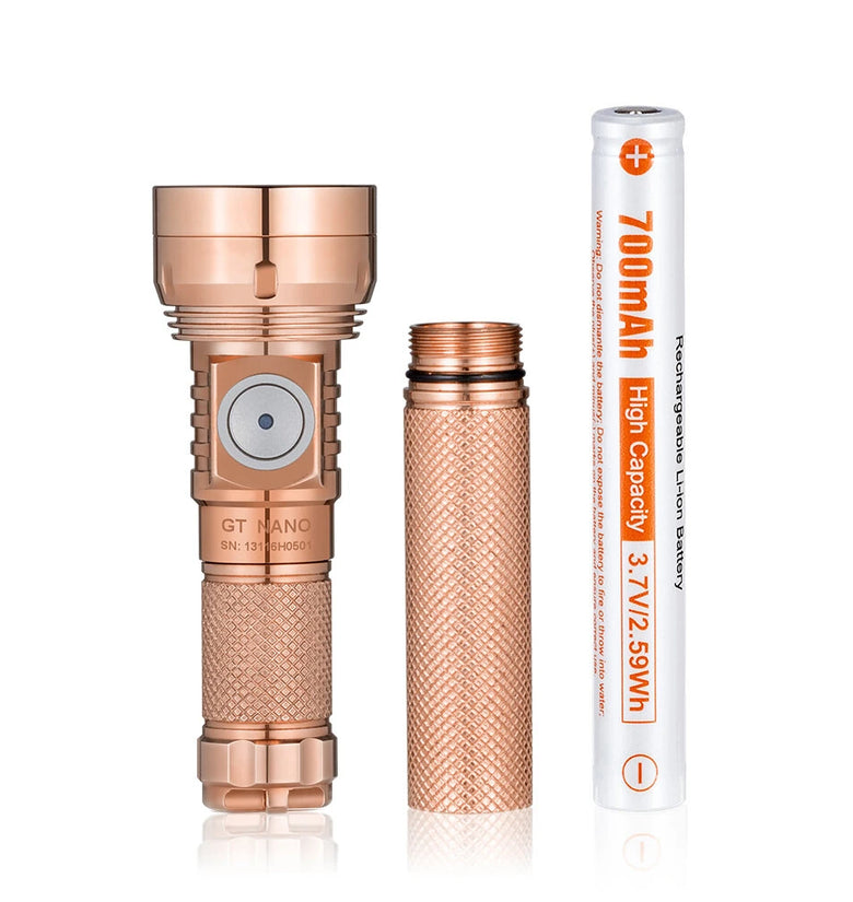 Lumintop GT NANO V3.0 700LM 400M Copper Thrower Flashlight Mini LED Keychain Light With 10280 Lithium Battery USB Type C Rechargeable Mini Torch Camping Lantern Outdoor Light