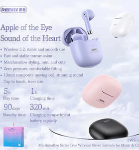 REMAXTWS-19 TWS Earbuds bluetooth Earphone 13mm Copper Coils Bass 25H Playback Low Game Delay Semi-in-ear Sports Headphones