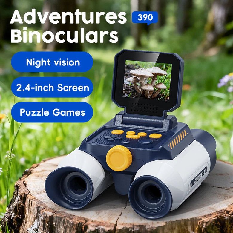 Adventures Binoculars Night Vision 1080P 10X Focusing With 2.4-Inch IPS Screen 850nm IR Night Vision 25m Range 2000mAh USB-C Rechargeable Built-In Games