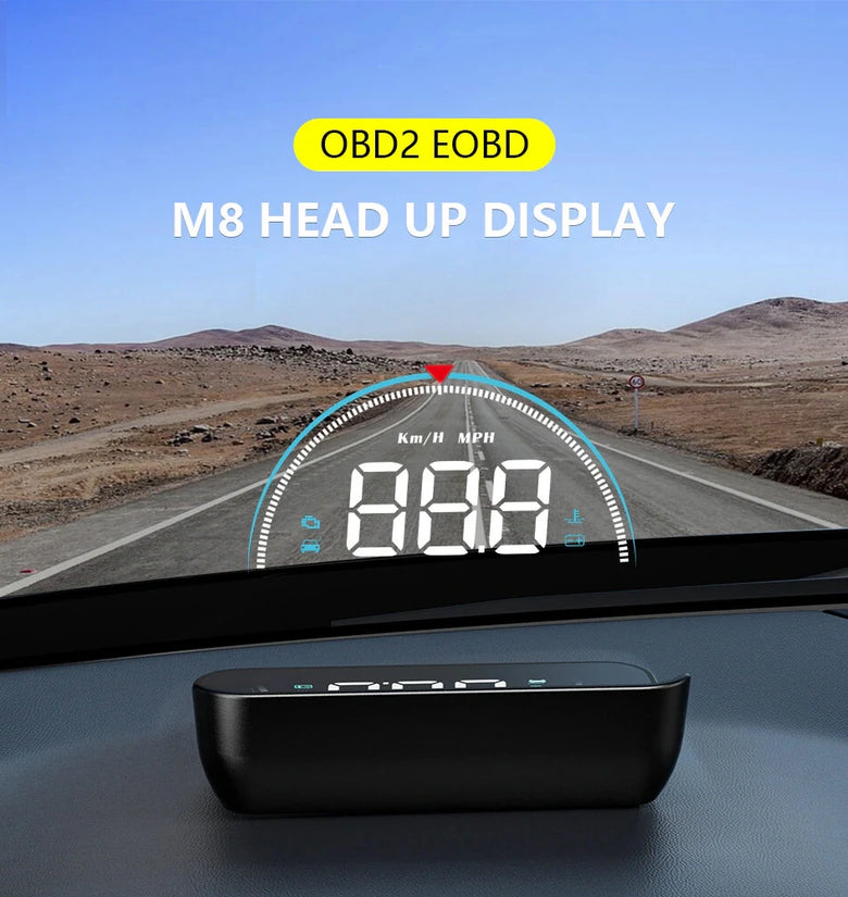 Geyiren M8 OBD2 HUD Head-up Display Car Digital Speedometer Smart System Speed Mileage Water Temp RPM Projector for Car Glass