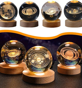 3D Crystal Ball Night Light With Led Wooden Lamp Base Bedside Light Home Decor Christmas Gift Night Lamp