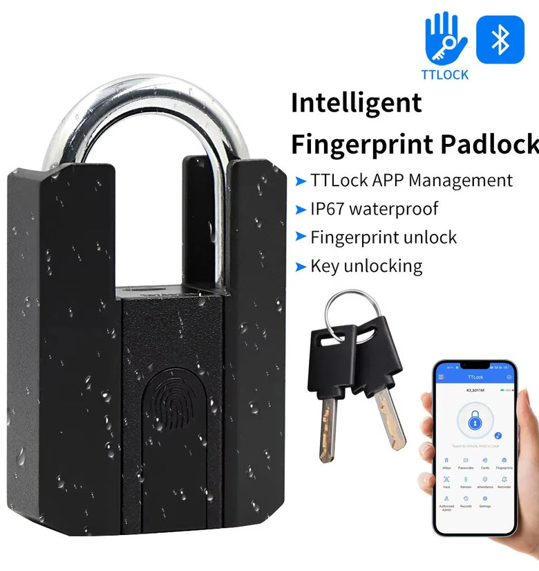 916TT IP67 TTLock Smart Padlock bluetooth APP Fingerprint Lock Keyless Bag Pad Lock Gateway Aleax Google Home Electronic Door Lock